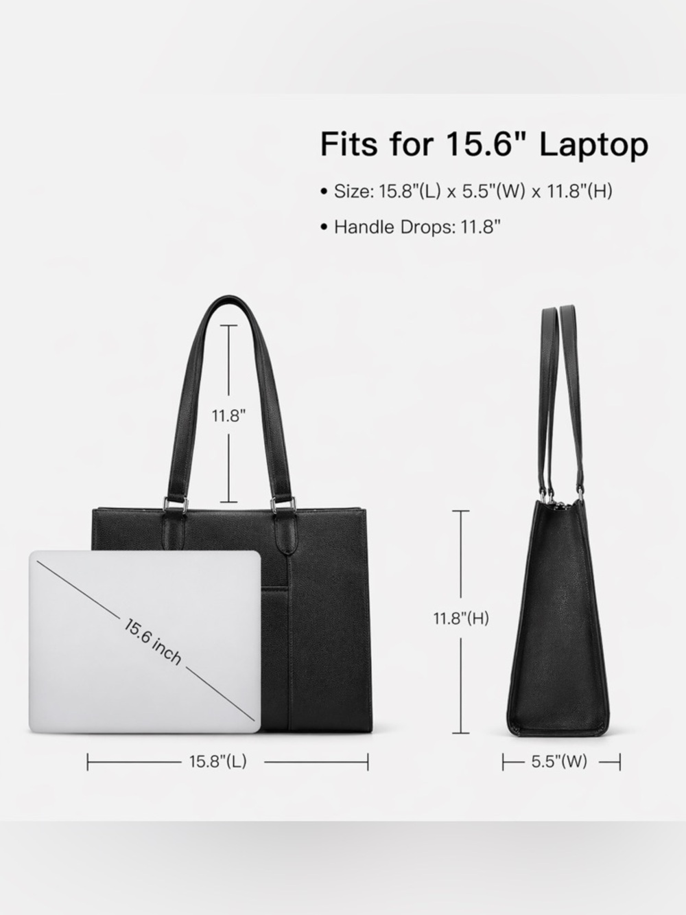 Elegant Black Leather Tote Bag for Women - Picture 5 of 6